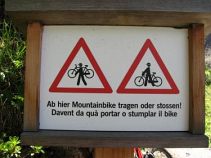 Schild Mountainbike, Reise: Radreise von Füssen nach Bozen Via Claudia Augusta individuell