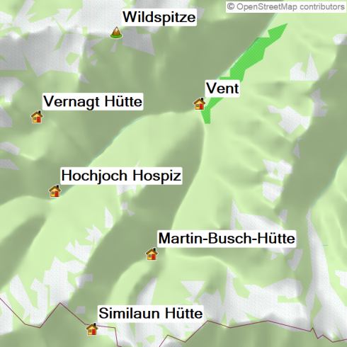 Karte Venter Runde mit Besteigung der Wildspitze (3.772 m), 6-tägige geführte Hochtour