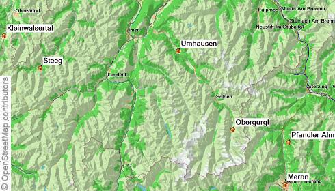 Karte Von Oberstdorf nach Meran geführt - mit Hotelkomfort, 7-tägige geführte Alpenüberquerung mit Gepäcktransport