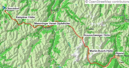Alpenüberquerung Oberstdorf Meran mit Hüttenübernachtungen