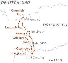 Alpenüberquerung mit Gepäcktransport Garmisch bis Sterzing