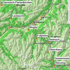 Karte Alpenüberquerung mit Gepäcktransport Garmisch bis Sterzing