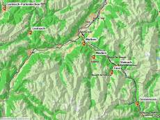 Karte Alpenüberquerung mit Hotel und Gepäcktransport