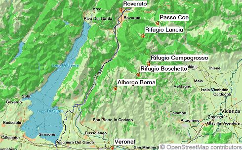 Karte Alpenüberquerung E5 Teil 3: von Rovereto nach Verona, 7-tägige geführte Alpenüberquerung