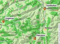 Karte Mountainbike-Rundtour im Kleinwalsertal und Oberallgäu