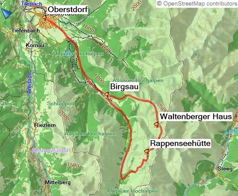 Karte Heilbronner Weg, 3-tägige geführte Trekkingtour