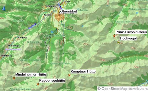 Karte Allgäu Durchquerung, 6-tägige geführte Trekkingtour