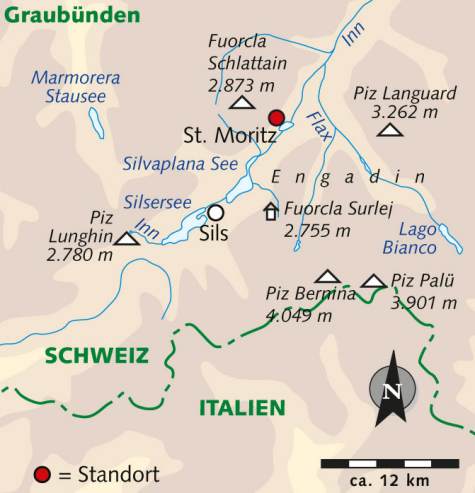 Karte St. Moritz: Willkommen im Wanderhimmel!, 8-tägige geführte Standortwanderreise