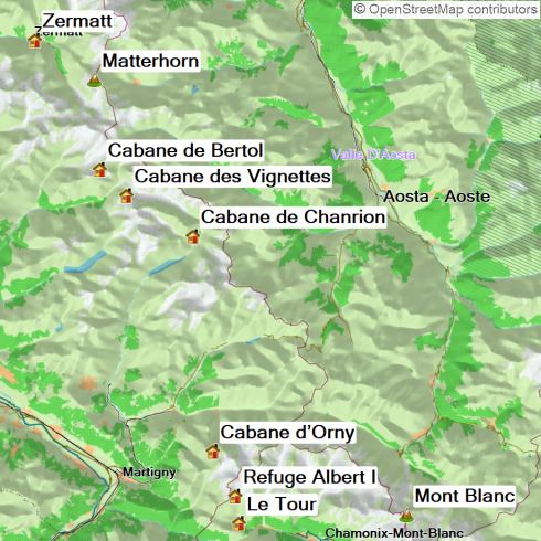 Karte Haute Route im Sommer - Hochtour von Chamonix nach Zermatt, 7-tägige geführte Hochtour