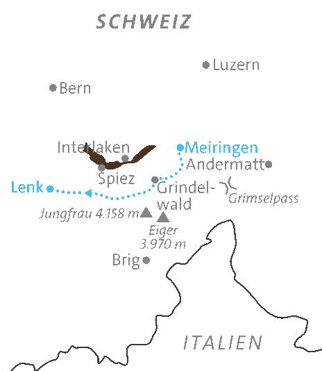 Karte Via Alpina - der Bärentrek individuell (mit Gepäcktransport), 8-tägige individuelle Trekkingreise mit Gepäcktransport