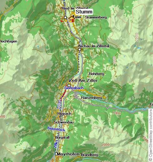 Karte Wandern im Zillertal, 8-tägige geführte Standortwanderreise