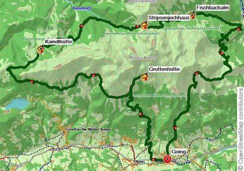 Karte Kaiser-Runde, 5-tägige geführte Trekkingtour