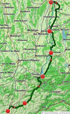 Karte Radreise im Lechtal