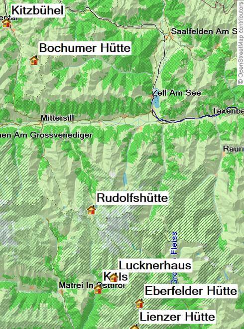 Karte Von Kitzbühel in die Lienzer Dolomiten, 7-tägige geführte Trekkingtour