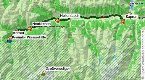 Karte Vom Wilden Kaiser zum Großglockner, 7-tägige geführte Trekkingtour mit Gepäcktransport