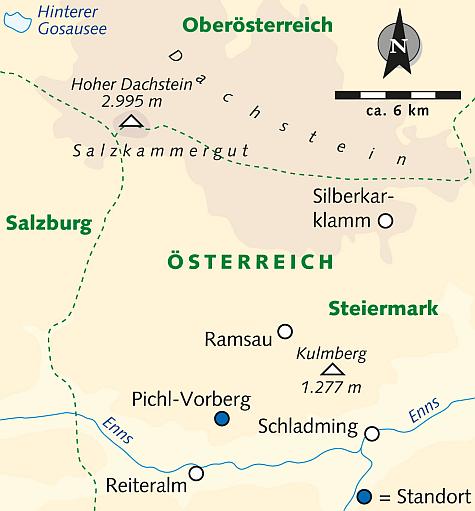 Karte Wandern am Dachsteinmassiv individuell, 8-tägige individuelle Alpenreise