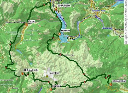 Karte Dachstein Höhenrundweg individuell, 8-tägige individuelle Trekkingtour mit Gepäcktransport