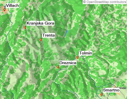 Karte Der Alpe-Adria-Trail von Kärnten nach Slowenien (geführt), 7-tägige geführte Wanderreise mit Gepäcktransport