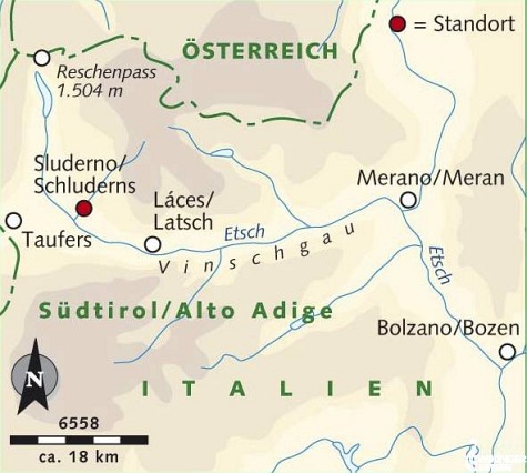 Karte Wandern in Vinschgau, 8-tägige geführte Alpenreise