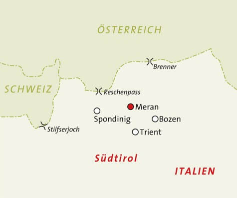Karte Meran gemütlich erwandern, 7-tägige geführte Alpenreise