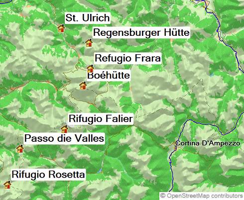 Karte Dolomiten Höhenweg Nr. 2, 7-tägige geführte Trekkingtour