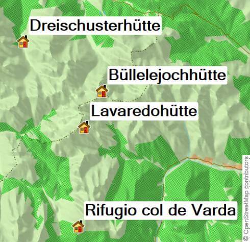 Karte Rund um die Drei Zinnen, 6-tägige geführte Trekkingtour