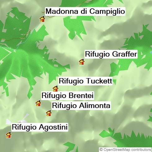Karte Brenta Klettersteige, 6-tägige geführte Klettersteigtour
