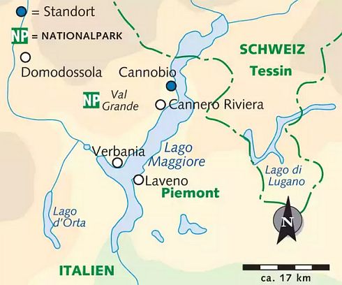 Karte Lieblich und wild - der Lago Maggiore individuell, 8-tägige individuelle Wanderreise