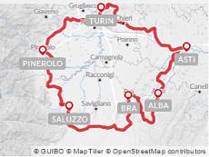 Karte Radreise Piemont, Radurlaub
